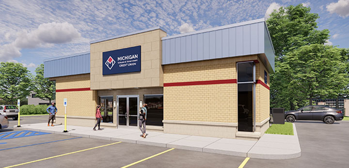 Rendering of MSGCU's new branch office in Shelby Township
